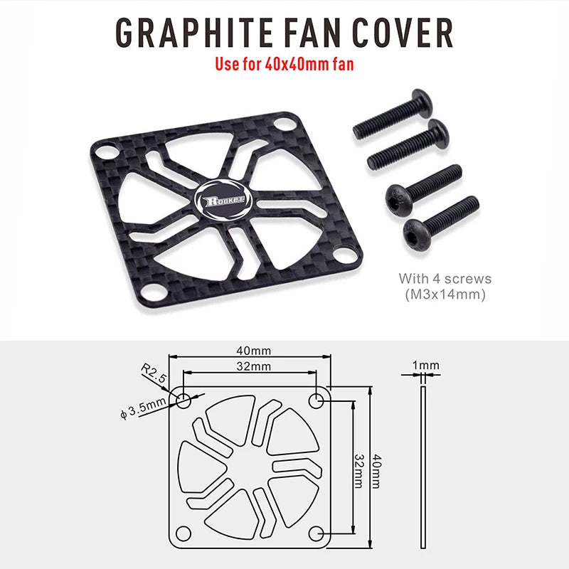 Rocket Carbon Cooling Fan Cover 40x40MM 30x30MM RC Protection
