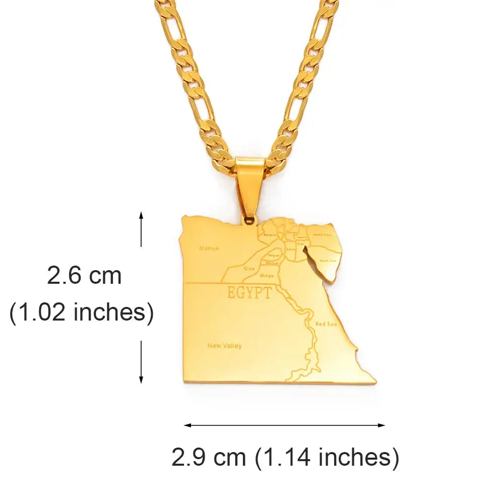 Anniyo Egypt Map States Pendant Necklace Gold Jewelry for Men and Women