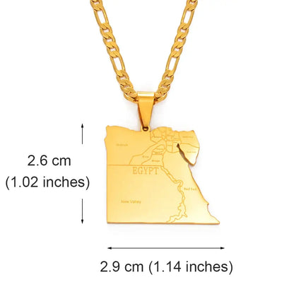 Anniyo Egypt Map States Pendant Necklace Gold Jewelry for Men and Women