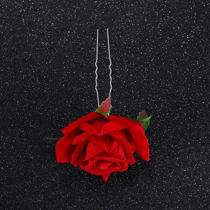 Elegant Rose Flower U-Shaped Hairpins for Wedding Brides and Women