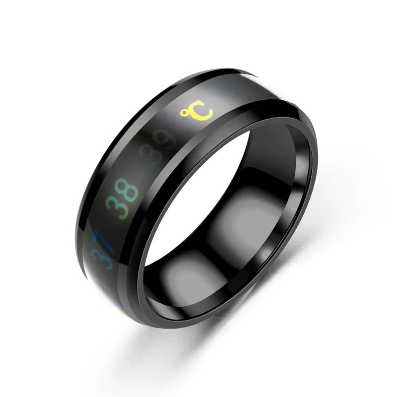 Titanium Steel Mood Ring for Men and Women - Emotion-Responsive Jewelry Black