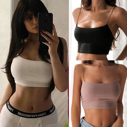 2024 Womens Sexy Solid Crop Camis Summer Casual Tank