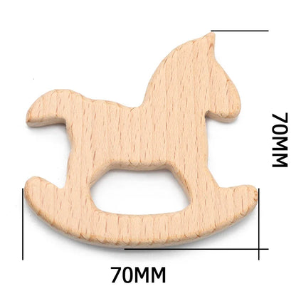 Natural Beech Wood Baby Teethers Set in Animal Shapes - Tortoise, Koala, Whale, Turtle - Food Grade Newborn Toys