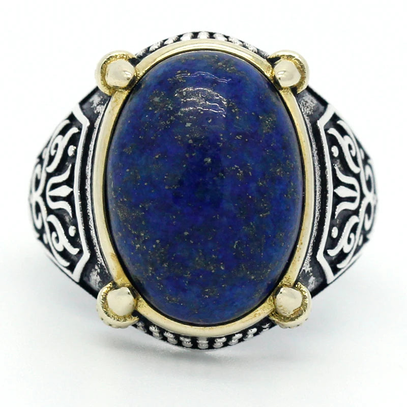 Elegant 925 Sterling Silver Claw Signet Ring with Natural Blue Lapis Stone for Men