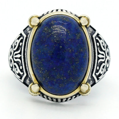 Elegant 925 Sterling Silver Claw Signet Ring with Natural Blue Lapis Stone for Men