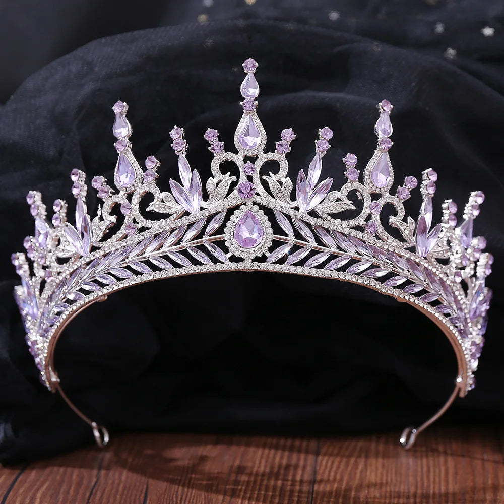 Elegant Lilac Rhinestone Bridal Tiara for Wedding and Special Occasions