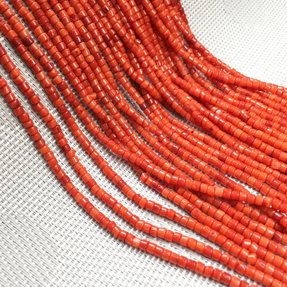 Natural Red Coral Beads Cylindrical Loose Beads for DIY Jewelry Making Bracelet Necklace Accessories 3x3mm