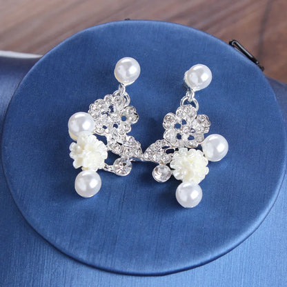 Luxury Bride Crystal Pearl Flower Jewelry Set - Top-Rated Rhinestone Choker, Earrings & Tiara for Stunning Weddings
