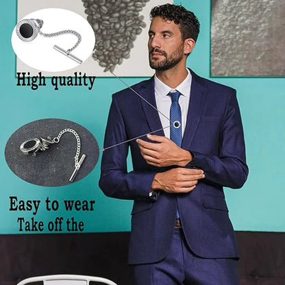 Elegant Silver Copper Zirconia Men's Collar Clips Set for Wedding and Gift