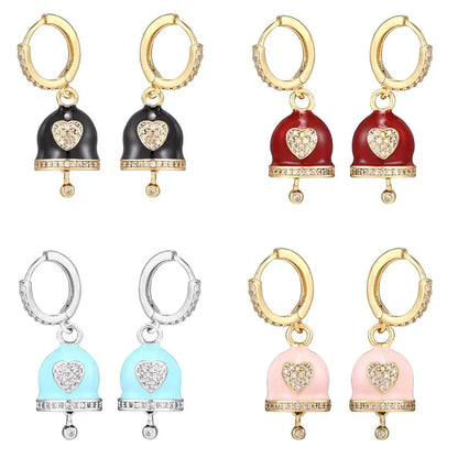 Hecheng Colorful CZ Bell Hoop Earrings for Women Fashion Jewelry