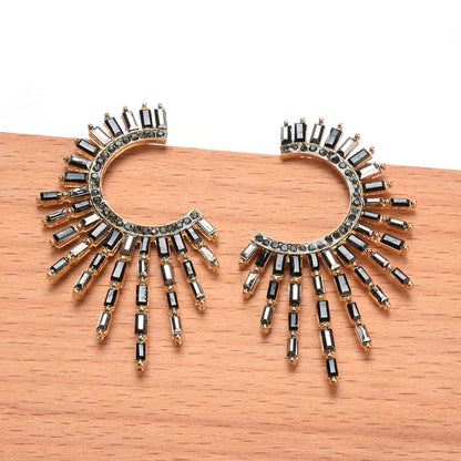 Boho Ethnic Multicolor Crystal Rhinestone Tassel Earrings for Women