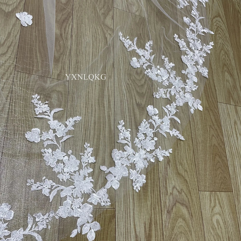 Ivory Lace Cathedral Bridal Veil with Comb for Women - Available in 3m, 4m, 5m Lengths