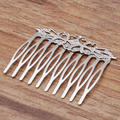 REGELIN Vintage Copper Hair Combs - 10 Teeth Flower Hairpins & Clips rhodium