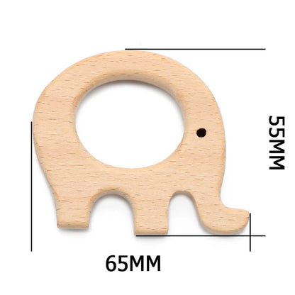 Natural Beech Wood Baby Teethers Set in Animal Shapes - Tortoise, Koala, Whale, Turtle - Food Grade Newborn Toys