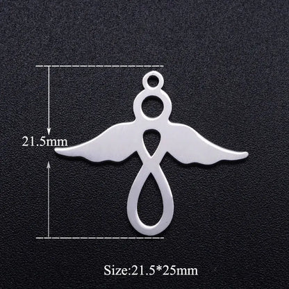 5pcs Angel Wing DIY Charms 316 Stainless Steel Jewelry Connectors JN314-1-21.5x5