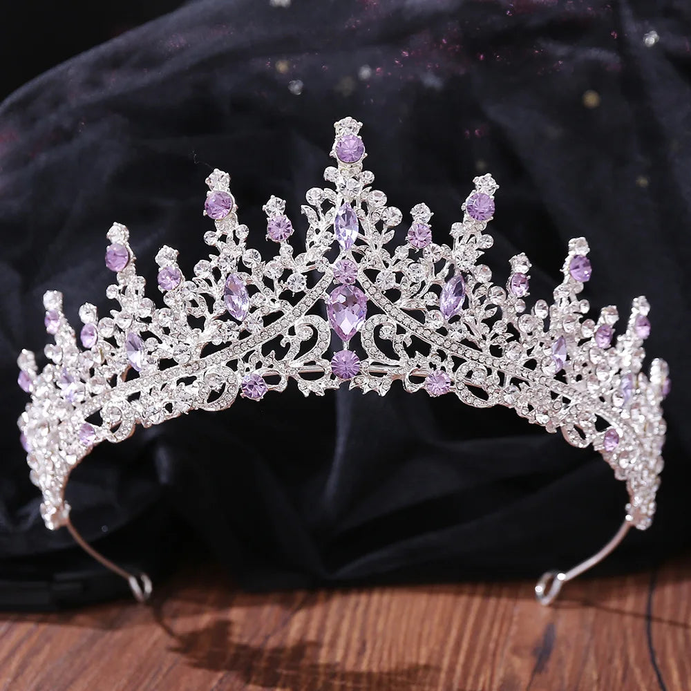 Elegant Lilac Rhinestone Bridal Tiara for Wedding and Special Occasions