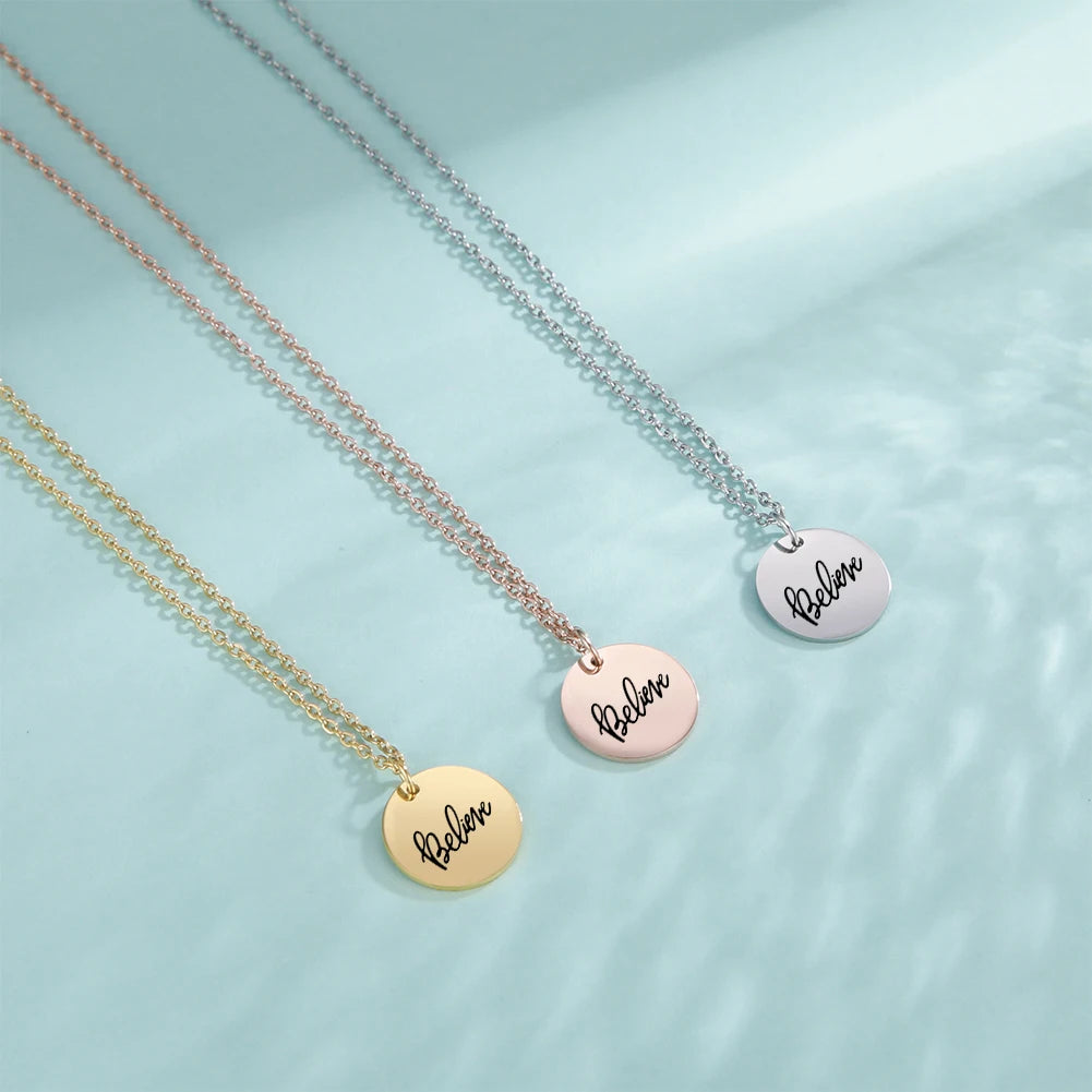 Cazador Stainless Steel Round Pendant Necklace for Women - Elegant Faith and Love Jewelry Gift 2025