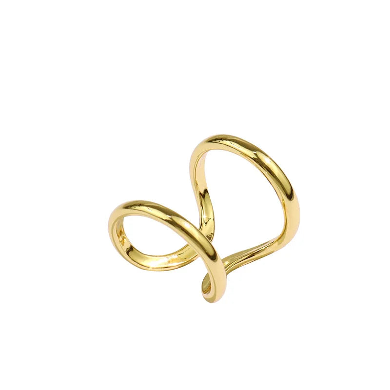 Foxanry Silver Wide Ring for Women Elegant Double Layer Vintage Party Jewelry