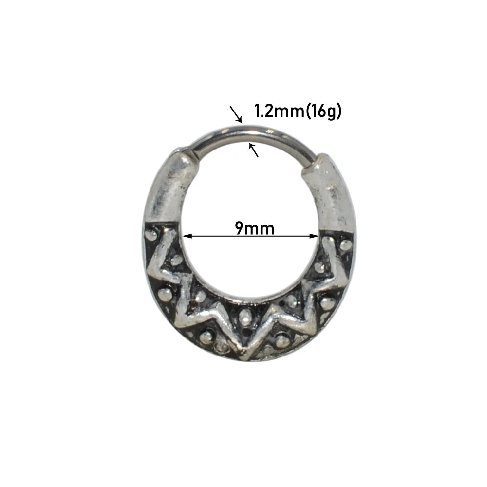 Surgical Steel Indian Nose Septum Ring with Crystal Gem for Women