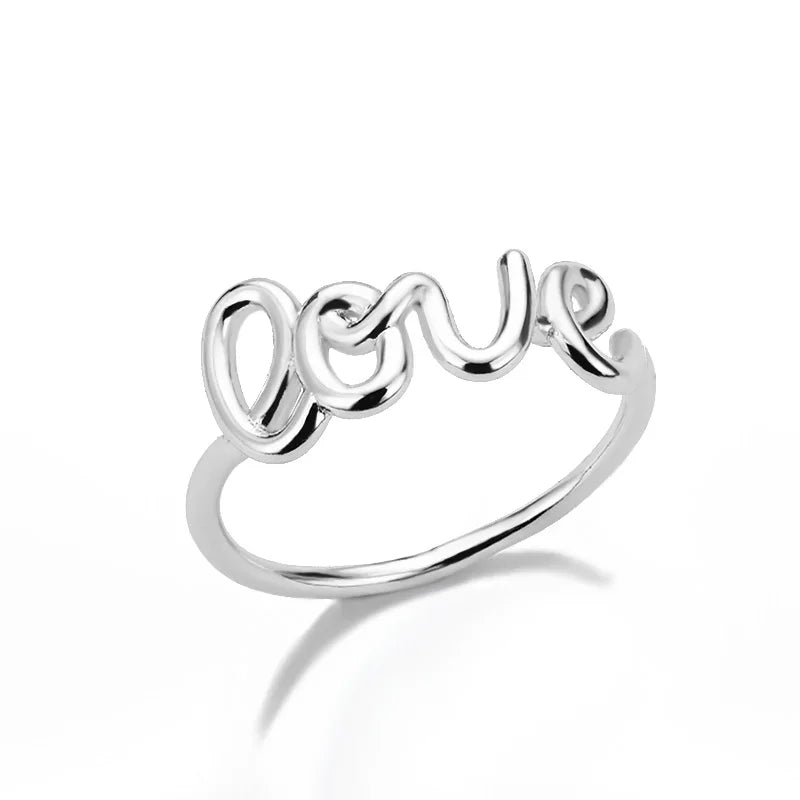 Romantic Geometric Love Ring for Women Stainless Steel Wedding Band