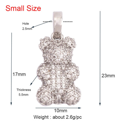 Cute Gold Bear Charm Pendant with Pearl Cubic Zirconia for Jewelry Making Supplies