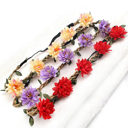 Elegant Floral Wedding Headband Wreath for Women - Bride Flower Crown Party Hair Accessory
