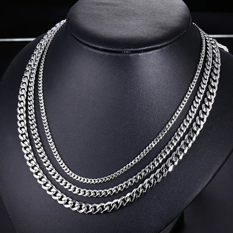 18K Gold Plated Cuban Link Stainless Steel Necklace - Waterproof Unisex Jewelry by USENSET