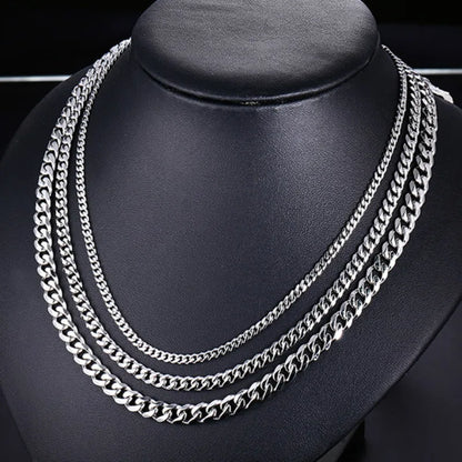 18K Gold Plated Cuban Link Stainless Steel Necklace - Waterproof Unisex Jewelry by USENSET
