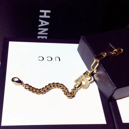 New Fashion Japan Korea Super Shine Rhinestone Word Bracelets Luxury Jewelry Accessories for Women and Girls