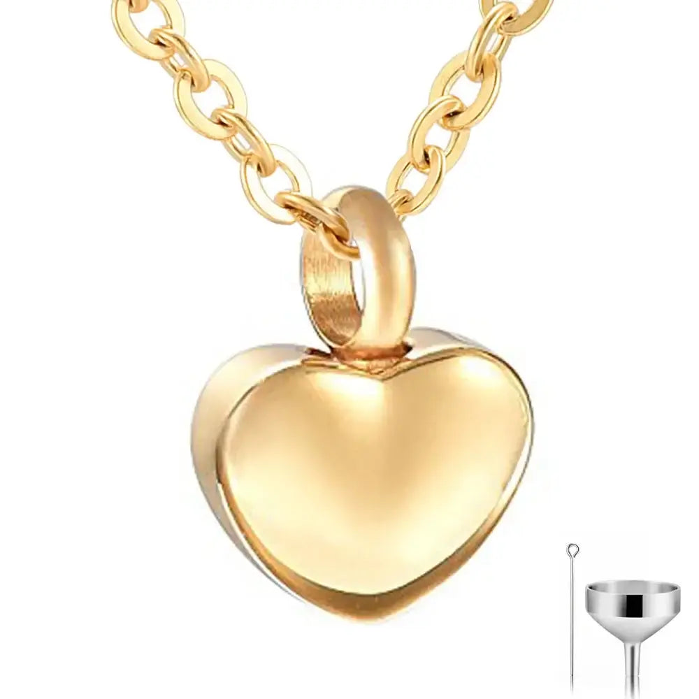 Heart Shaped Memorial Urns Necklace for Ashes in Four Colors gold