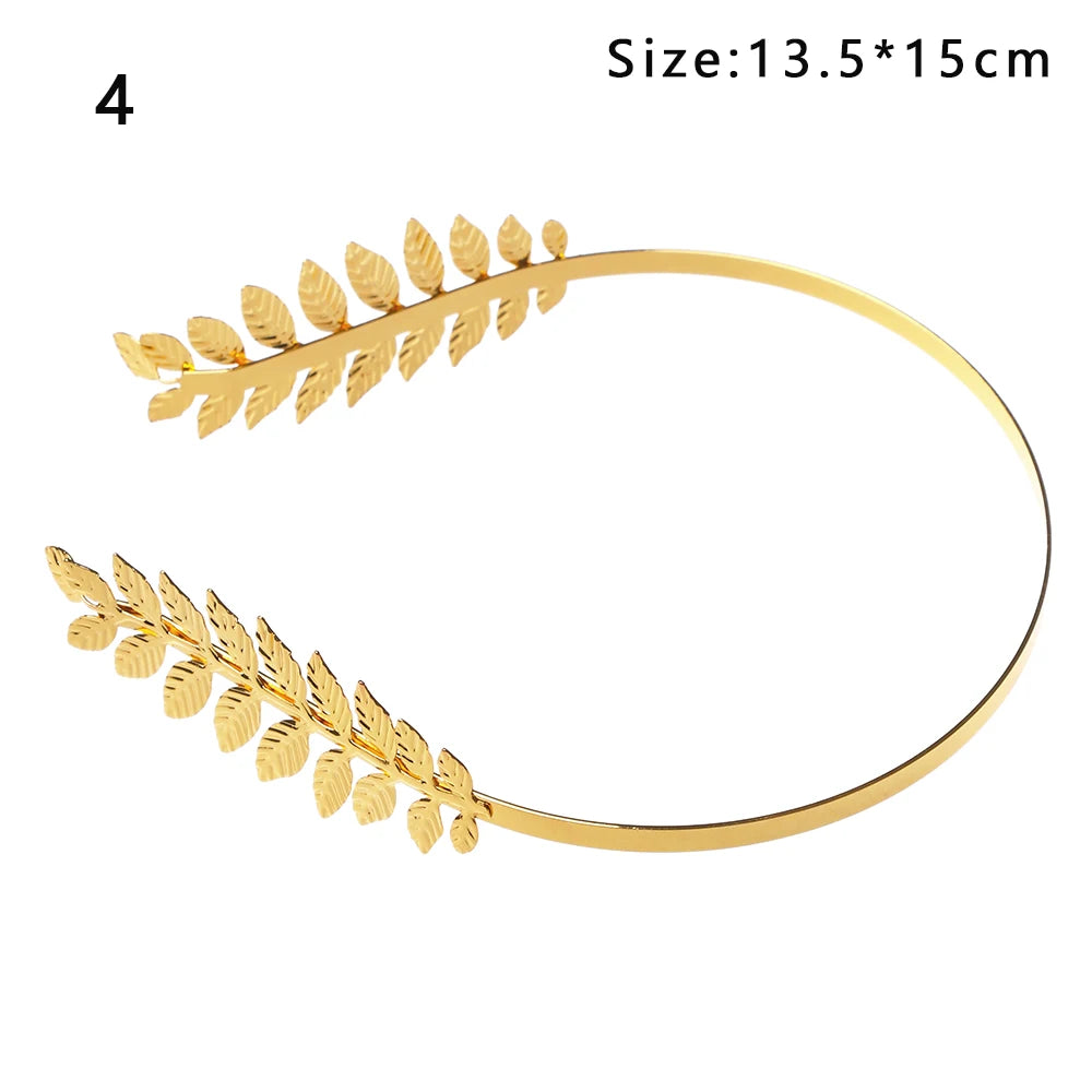 Elegant Retro Gold Leaf Bridal Headband Tiara for Greek and Roman Inspired Weddings