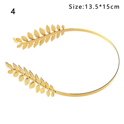 Elegant Retro Gold Leaf Bridal Headband Tiara for Greek and Roman Inspired Weddings