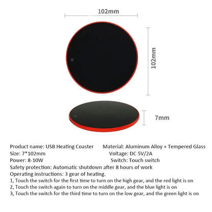 Mini Portable USB Cup Warmer 3 Gear Heating Coaster