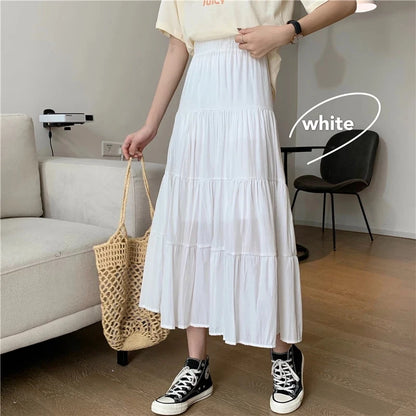 Spring Summer Women Chiffon Patchwork High Waist Skirt Chic