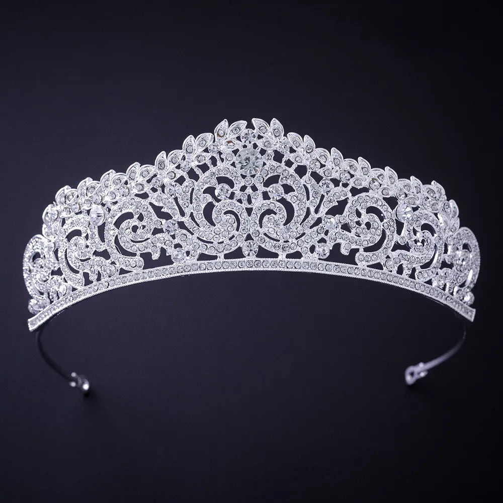 Silver Crystal Rhinestone Bridal Tiara - Top-Rated Wedding Hair Accessory Style J