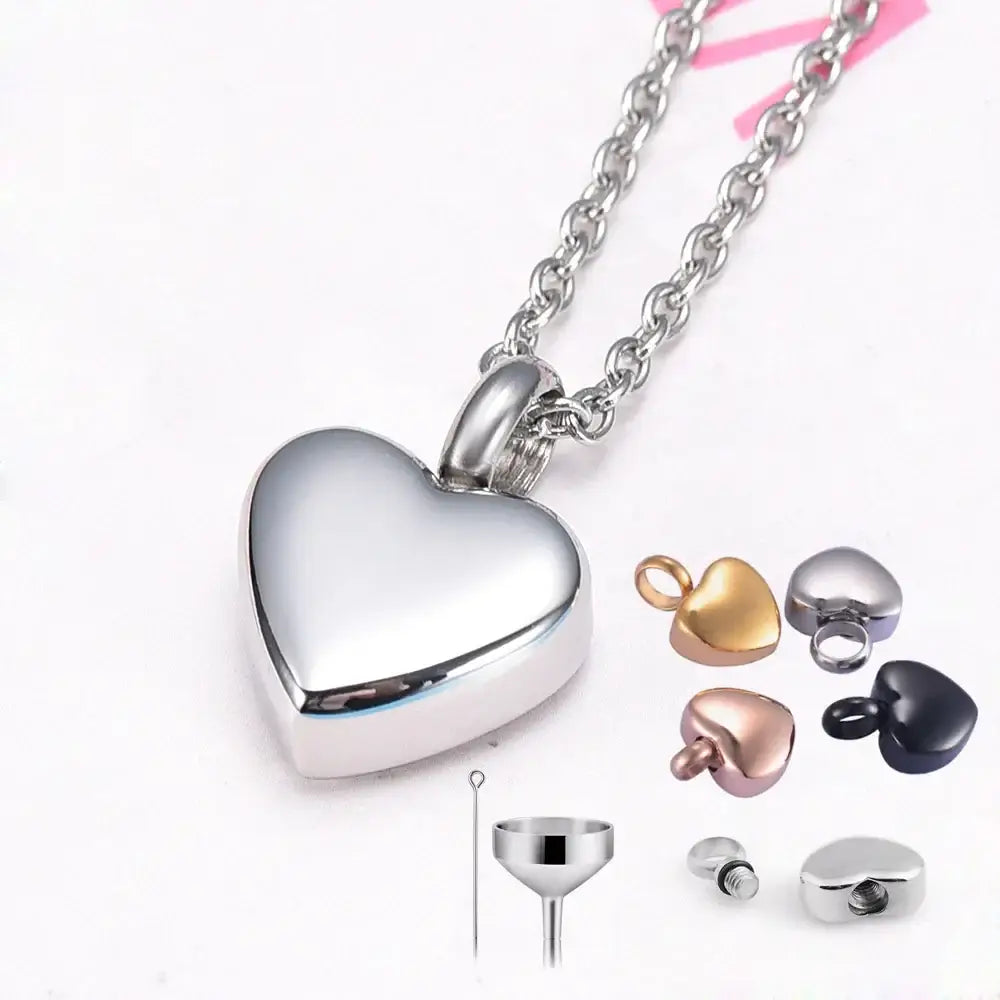 Heart Shaped Memorial Urns Necklace for Ashes in Four Colors
