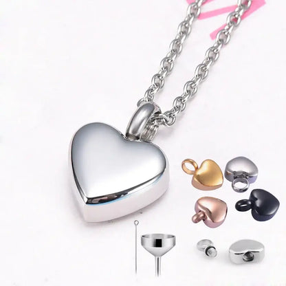 Heart Shaped Memorial Urns Necklace for Ashes in Four Colors