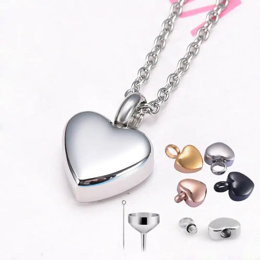Heart Shaped Memorial Urns Necklace for Ashes in Four Colors