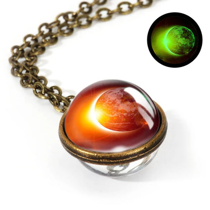 Celestial Nebula Double Sided Pendant Necklace - Handmade Universe Art Jewelry for Women