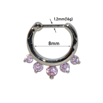 Surgical Steel Indian Nose Septum Ring with Crystal Gem for Women