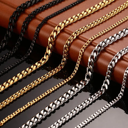 18K Gold Plated Cuban Link Stainless Steel Necklace - Waterproof Unisex Jewelry by USENSET
