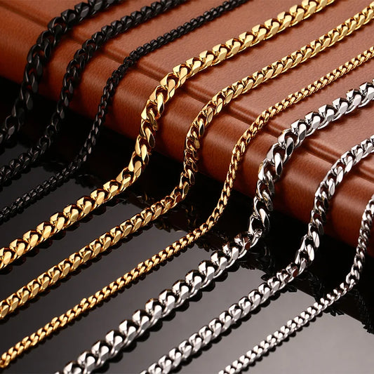 18K Gold Plated Cuban Link Stainless Steel Necklace - Waterproof Unisex Jewelry by USENSET