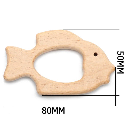 Natural Beech Wood Baby Teethers Set in Animal Shapes - Tortoise, Koala, Whale, Turtle - Food Grade Newborn Toys