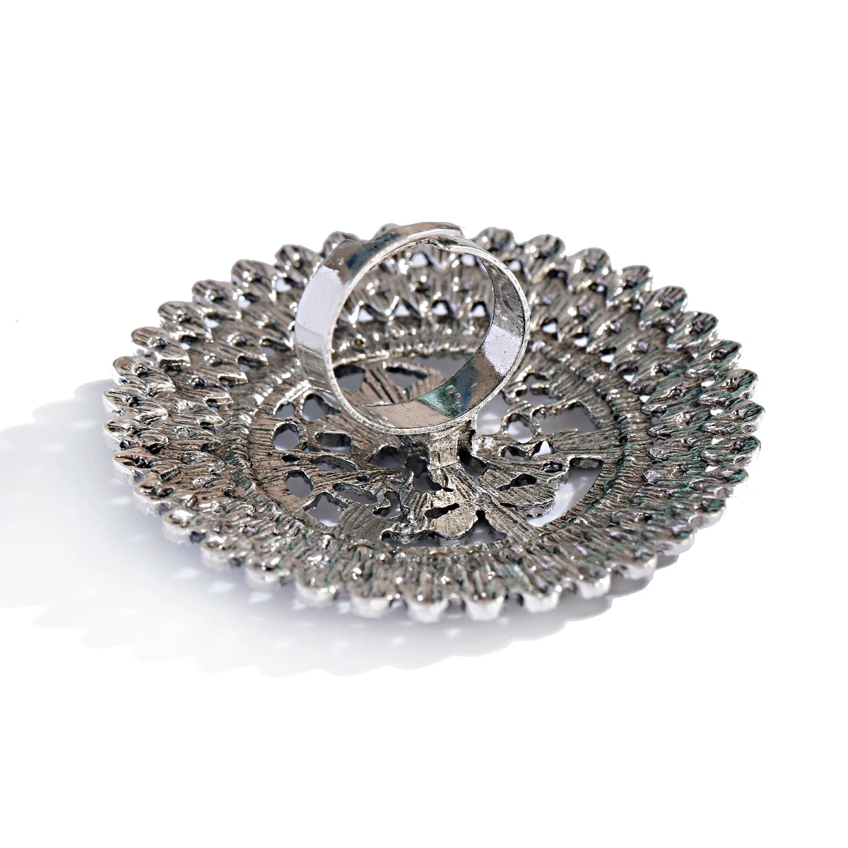 Elegant Turkish Vintage Gold Flower Ring for Women - Antique Ethnic Zircon Alloy Jewelry Gift
