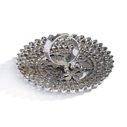 Elegant Turkish Vintage Gold Flower Ring for Women - Antique Ethnic Zircon Alloy Jewelry Gift