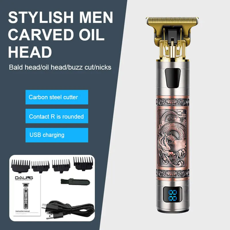 Rechargeable LCD Display Hair Trimmer For Men Corded Cordless Professional Beard Clipper With Fast Charging And Stainless Steel Blades