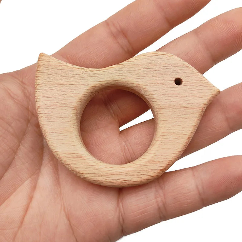 Natural Beech Wood Baby Teethers Set in Animal Shapes - Tortoise, Koala, Whale, Turtle - Food Grade Newborn Toys
