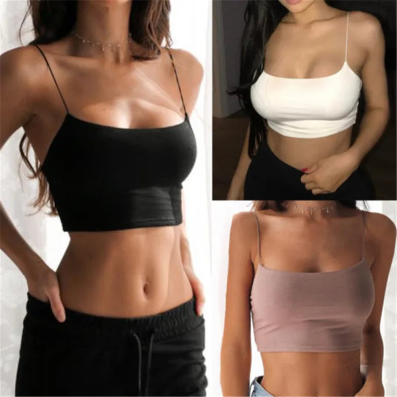 2024 Womens Sexy Solid Crop Camis Summer Casual Tank