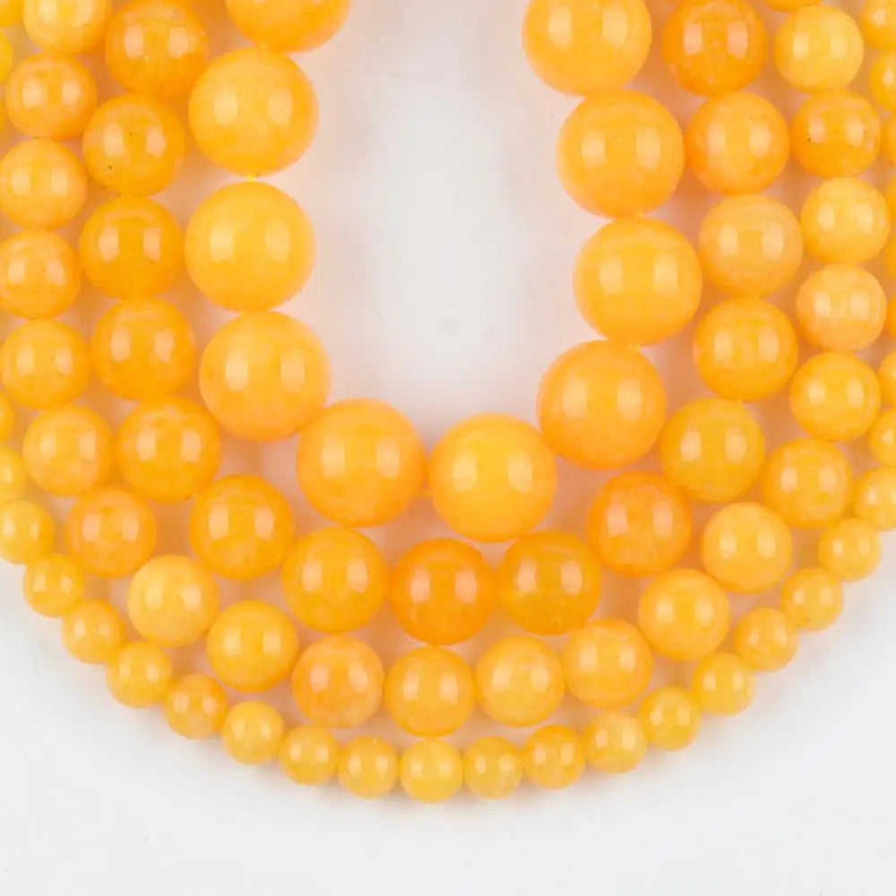 Yellow Natural Beeswax Jade Chalcedony Stone Beads for DIY Jewelry Making Bracelet Necklace Charm Round Loose Beads 6mm 8mm 10mm 12mm