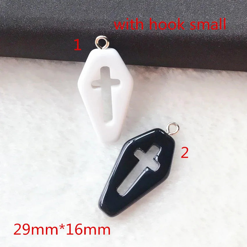 Punk Style Coffin Planchette Resin Charms for DIY Necklace Pendant Making